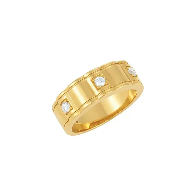 14K White 1/4 CTW Diamond Men's Three-Stone Ring Stylish Spark