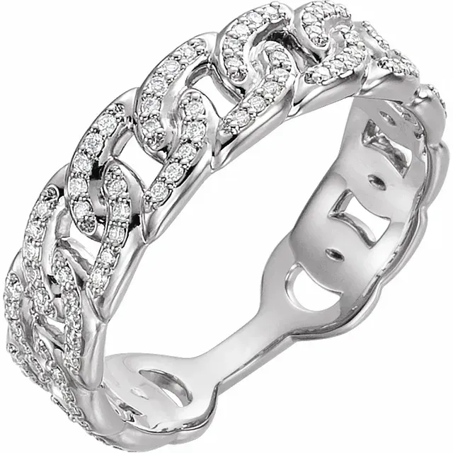 14K White 1/4 CTW Diamond Stackable Chain Link Ring Cherished Gift
