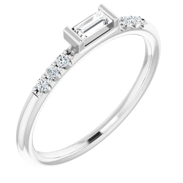 Birthday Surprise Bright Finish 14K White 1/5 CTW Diamond Stackable Accented Ring