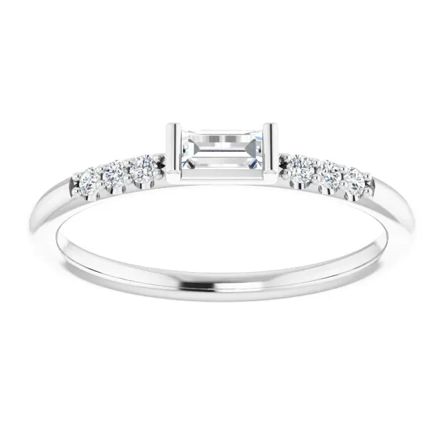 14K White 1/5 CTW Diamond Stackable Accented Ring Luxury Finish Off The Rack