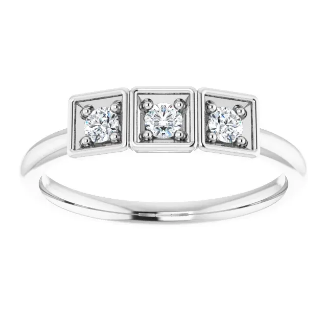 14K White 1/5 CTW Stackable Ring Designer Label Strong Art