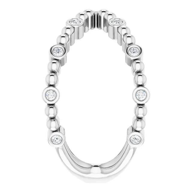 14K White 1/6 CTW Diamond Beaded Negative Space Ring Statement Piece