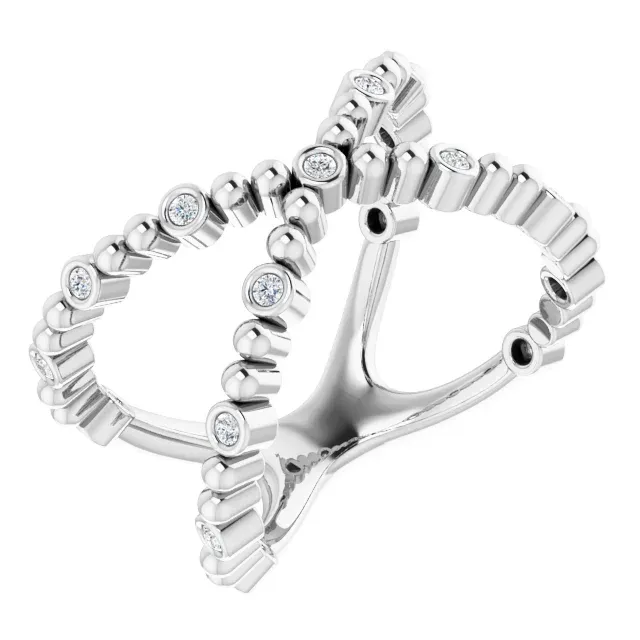 Glamorous Craft 14K White 1/6 CTW Diamond Beaded Negative Space Ring