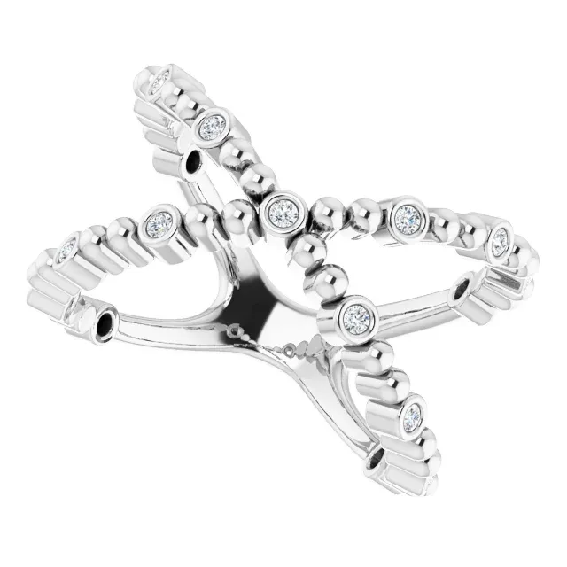 Graceful Harmony Assembly Required 14K White 1/6 CTW Diamond Beaded Negative Space Ring
