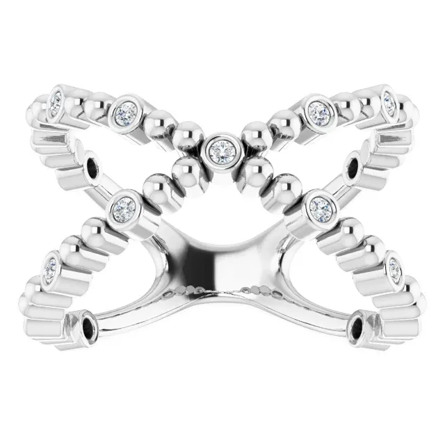 Modern Jewelry 14K White 1/6 CTW Diamond Beaded Negative Space Ring