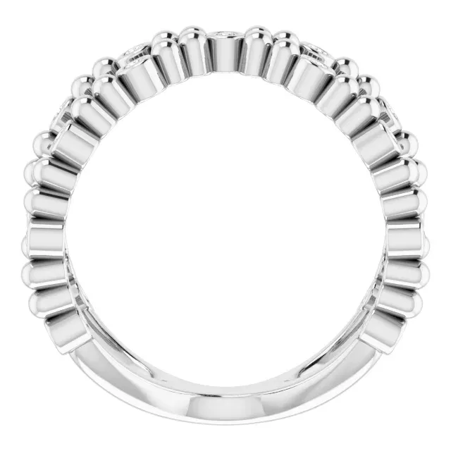 14K White 1/6 CTW Diamond Beaded Negative Space Ring Simple Mark