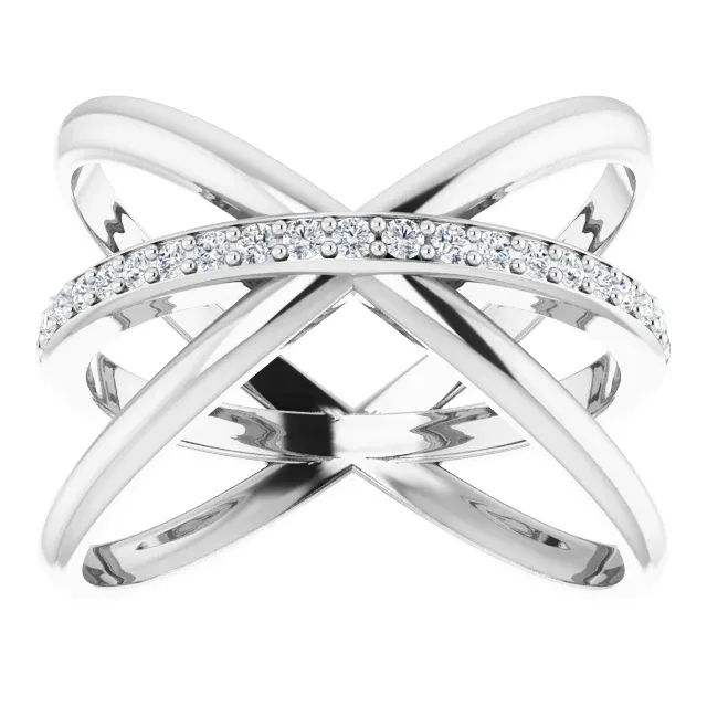 Luxury Detail 14K White 1/6 CTW Diamond Criss Cross Diamond Ring