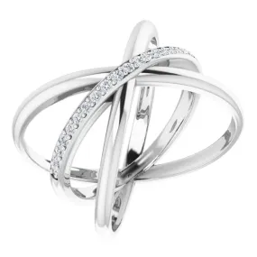 Classic Bauble 14K White 1/6 CTW Diamond Criss Cross Diamond Ring