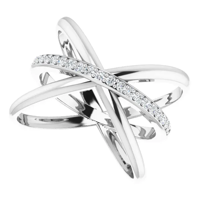 Shimmer Mood 14K White 1/6 CTW Diamond Criss Cross Diamond Ring