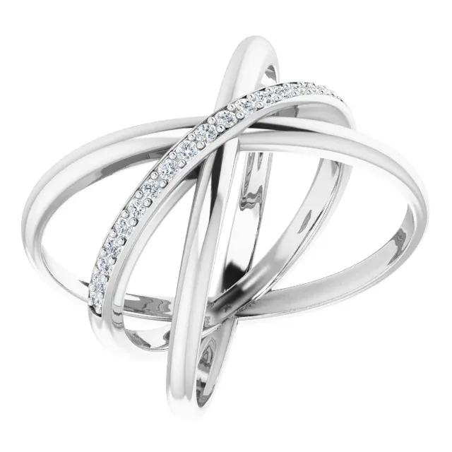 Classic Bauble 14K White 1/6 CTW Diamond Criss Cross Diamond Ring
