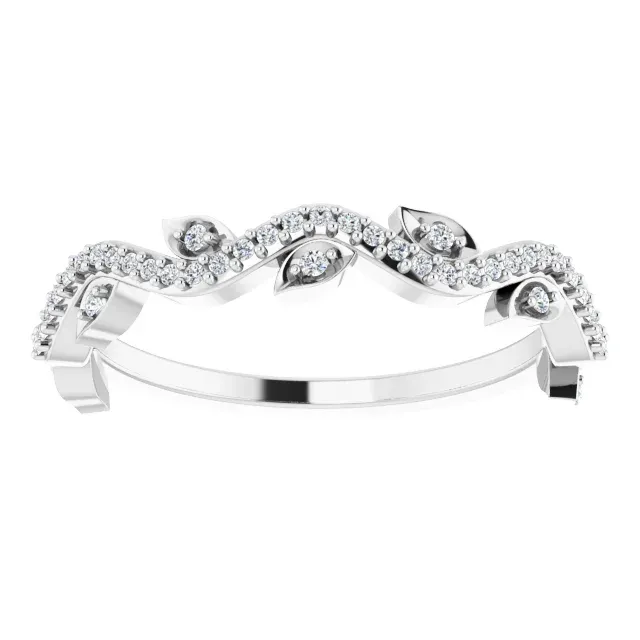 Lustrous Shine 14K White 1/6 CTW Diamond Leaf Ring
