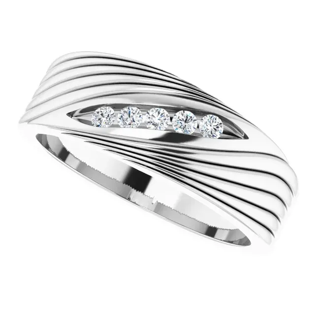 Evening Glamour Strong Work 14K White 1/6 CTW Diamond Men's Ring