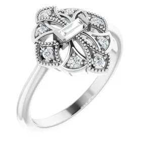 14K White 1/6 CTW Diamond Vintage-Inspired Ring Minimal Accent