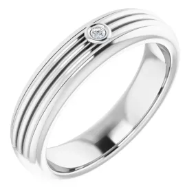 14K White 1.7 mm Round .025 CTW Diamond Men's Ring Delicate Expression decorative item