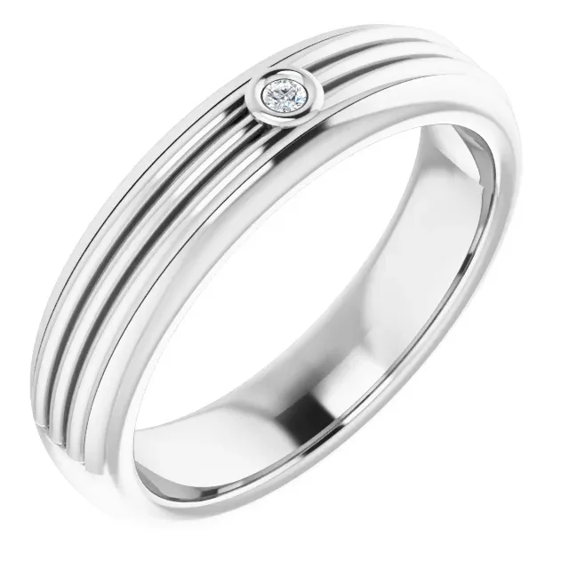 14K White 1.7 mm Round .025 CTW Diamond Men's Ring Delicate Expression decorative item