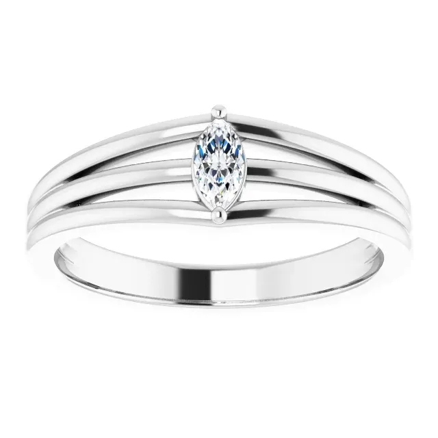 Branded Style Clean Sparkle 14K White 1/8 CT Diamond Geometric Ring