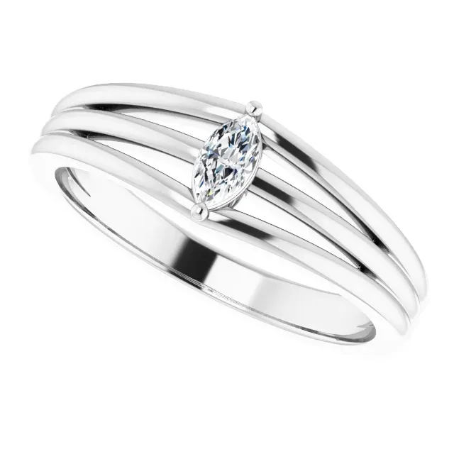 Timeless Jewelry 14K White 1/8 CT Diamond Geometric Ring