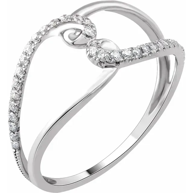 Beautiful Object Comfy Style 14K White 1/8 CTW Diamond Negative Space Ring