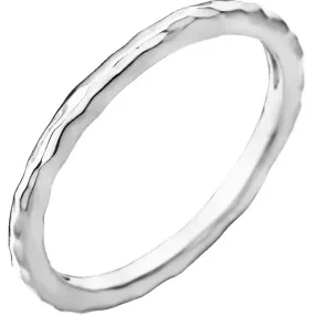 Boyfriend Gift 14K White 1.8 mm Hammered Stackable Ring Size 7
