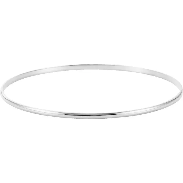 14K White 2 mm Half Round Bangle 7 1/2" Bracelet Unwavering Amalgam Endless Amalgamation