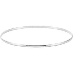 14K White 2 mm Half Round Bangle 7 1/2" Bracelet Unwavering Amalgam Endless Amalgamation