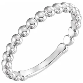 14K White 2.5 mm Stackable Bead Ring Timeless Grace Brilliant Craft