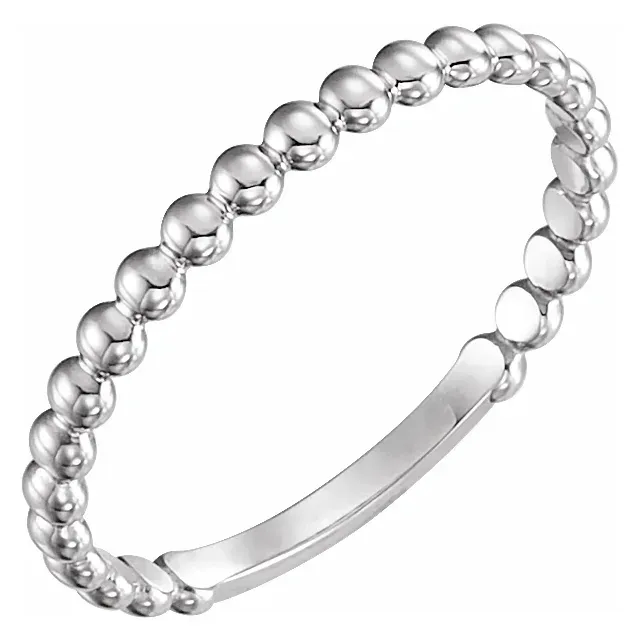 14K White 2.5 mm Stackable Bead Ring Durable Craft Timeless Symbol