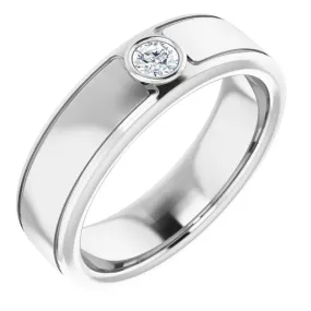 Lively Present 14K White 3 mm Round .10 CTW Men's Diamond Ring