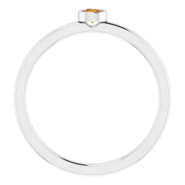 Timeless Balance Her Gift 14K White 3 mm Round Citrine Ring