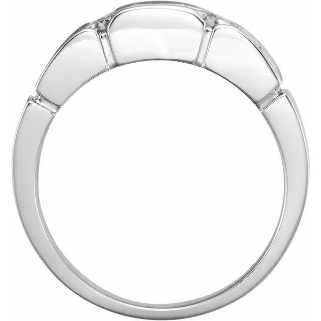 14K White 3/4 CTW Diamond Accented Men's Ring Pearlescent Finish