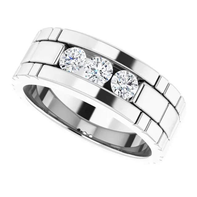 Superior Work 14K White 5/8 CTW Diamond Men's Ring