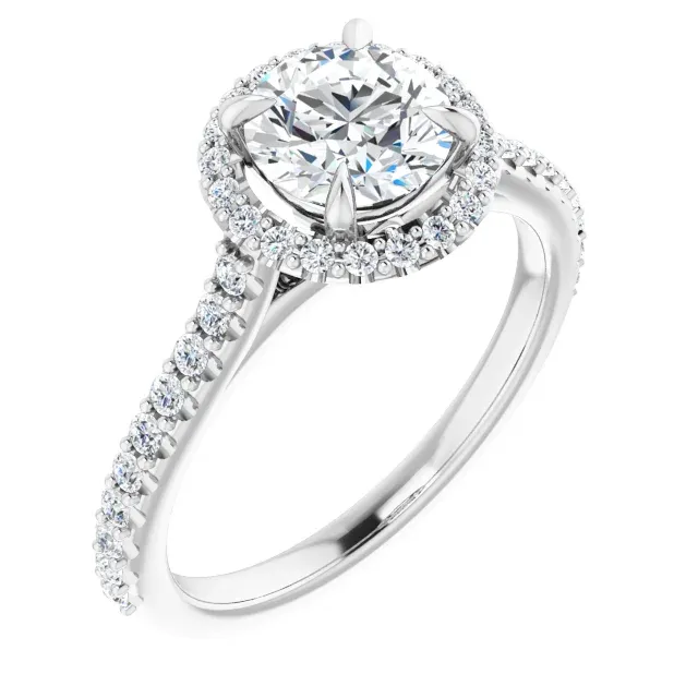 Ornate Token 14K White 6.5 mm Round Forever One Moissanite & 1/3 CTW Diamond Engagement Ring