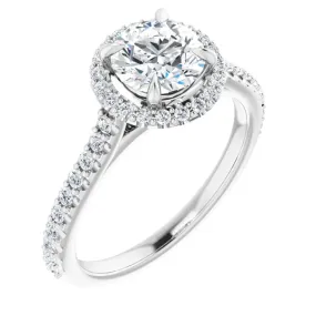 Ornate Token 14K White 6.5 mm Round Forever One Moissanite & 1/3 CTW Diamond Engagement Ring