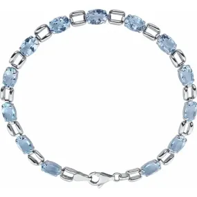 Cultural Pride Just Released 14K White 7x5 mm Oval Sky Blue Topaz 7" Bracelet