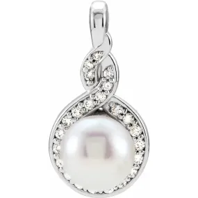 Polished Jewelry Gifting Moment 14K White Akoya Cultured Pearl & 1/10 CTW Diamond Pendant