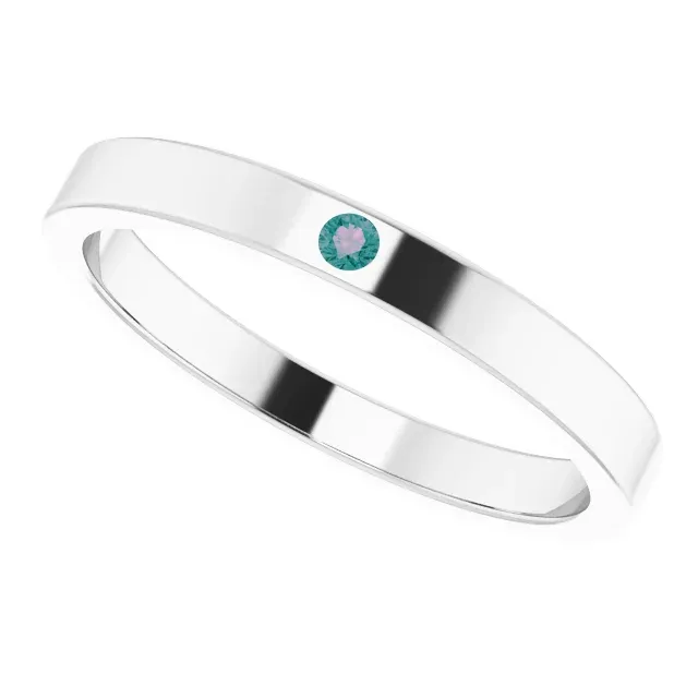 14K White Alexandrite Stackable Family Ring Hypoallergenic Art Dashing Accent