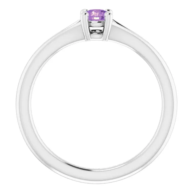 Beautiful Style Attractive Look 14K White Amethyst Youth Solitaire Ring
