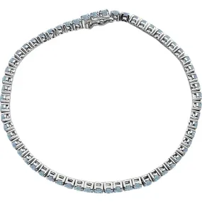 14K White Aquamarine Line 7.25" Bracelet Flexible Detail