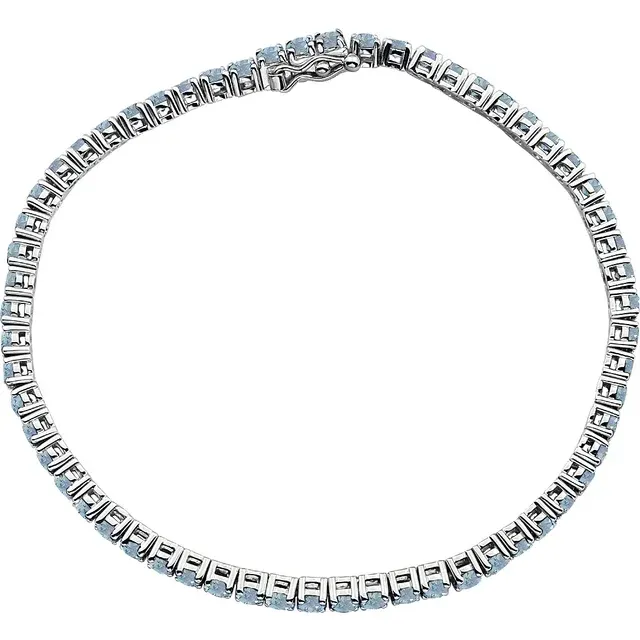 14K White Aquamarine Line 7.25" Bracelet Flexible Detail