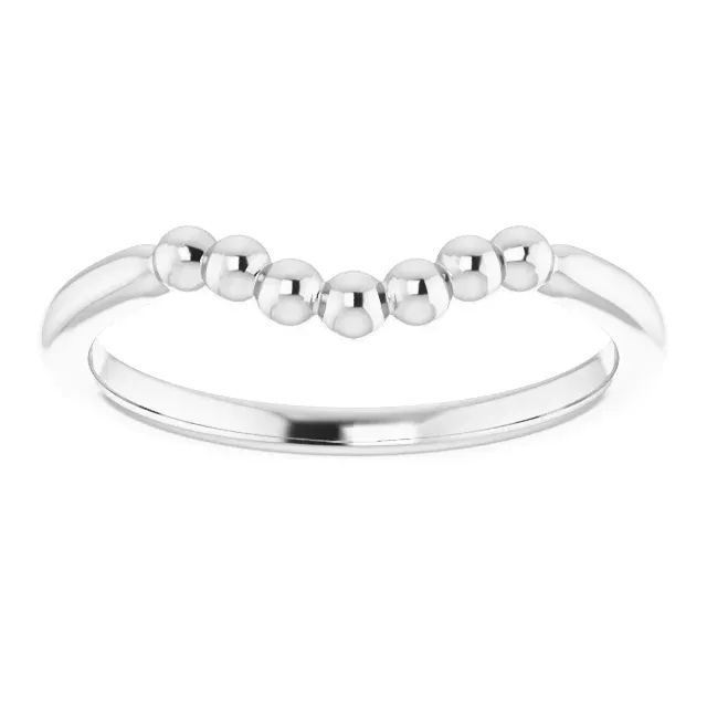 14K White Beaded Contour Stackable Ring Elegant Motion