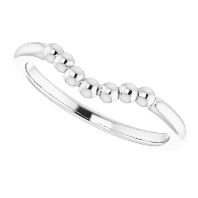 Delicate Accessory 14K White Beaded Contour Stackable Ring