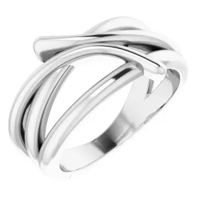 14K White Bypass Freeform Ring Evening Glam Artistic Display