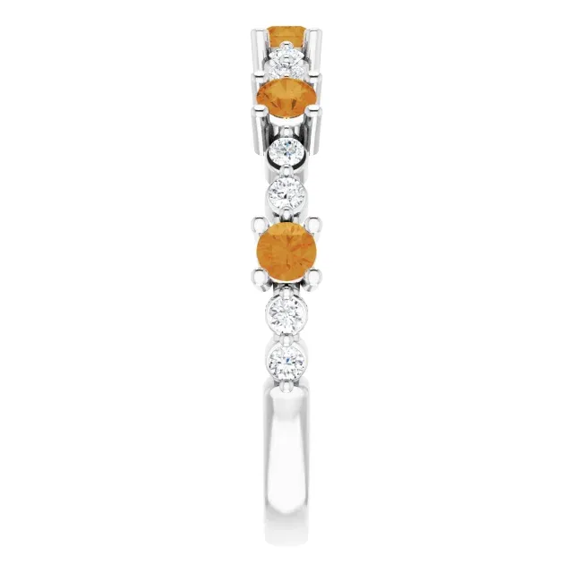 14K White Citrine & 1/5 CTW Diamond Ring Sharp Angle