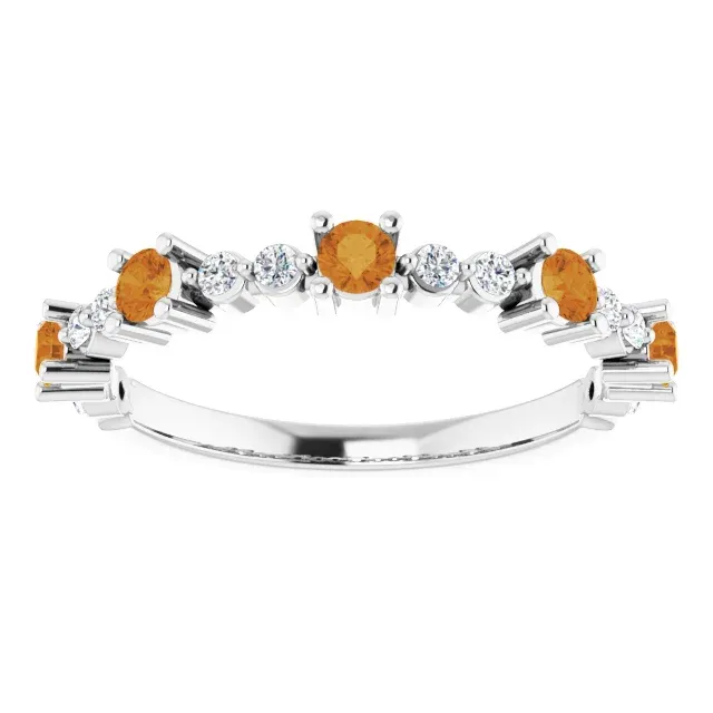 Everyday Sparkle Fashionable Art 14K White Citrine & 1/5 CTW Diamond Ring