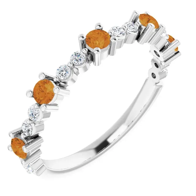 Sisterhood Gift Custom Creation 14K White Citrine & 1/5 CTW Diamond Ring
