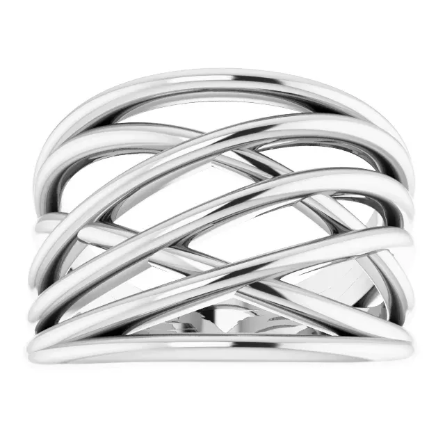 14K White Criss Cross Ring Decorative Jewelry Fashion Jewelry
