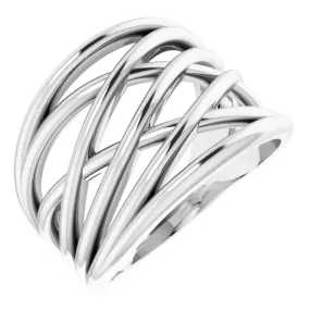 Timeless Design 14K White Criss Cross Ring