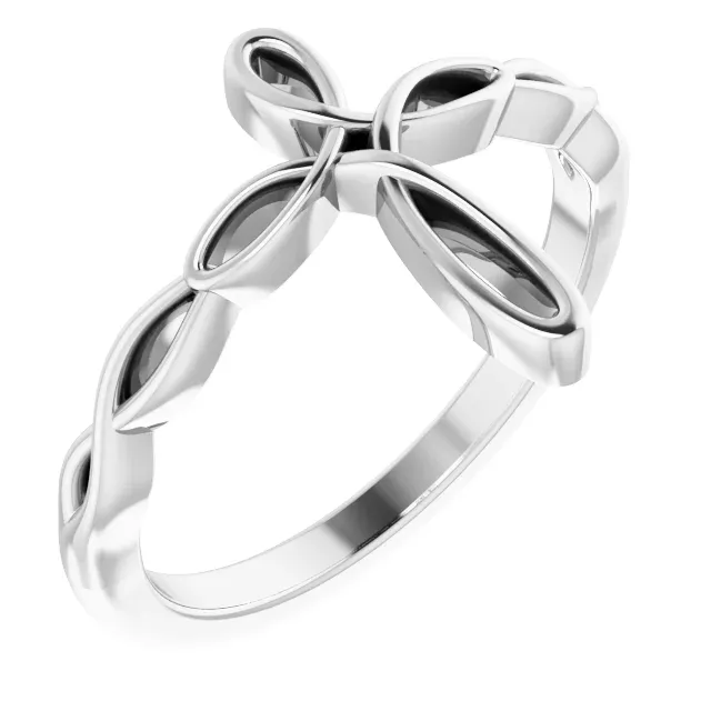 14K White Cross Ring Stylish Token Wipe Clean