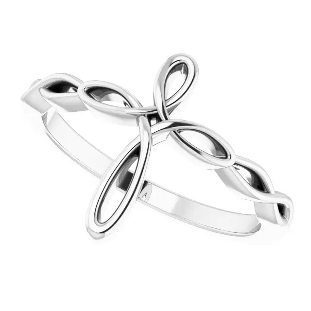 Bendable Item 14K White Cross Ring