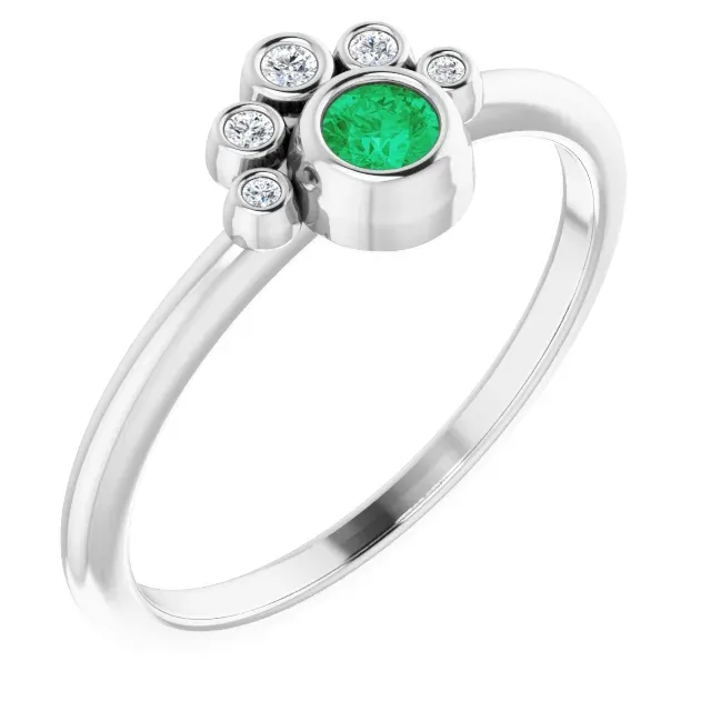 14K White Emerald & .04 CTW Diamond Ring Comfortable Jewelry Creative Bauble